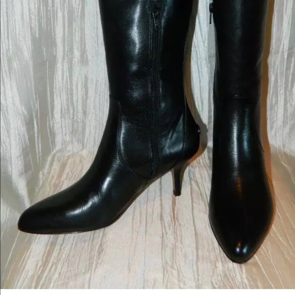 Coach Foxy Black LeathrPoint Toe Kitten Heel Boots - Picture 7 of 7